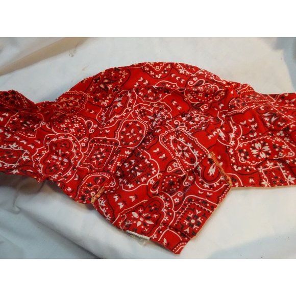RARE Vintage 40s‎ Red Bandana Formed headscarf by SYMPHONY land girl WW2 - Picture 4 of 6